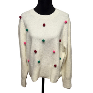 Daily Thread Pom Pom Sweater Cream Multicolor 1X